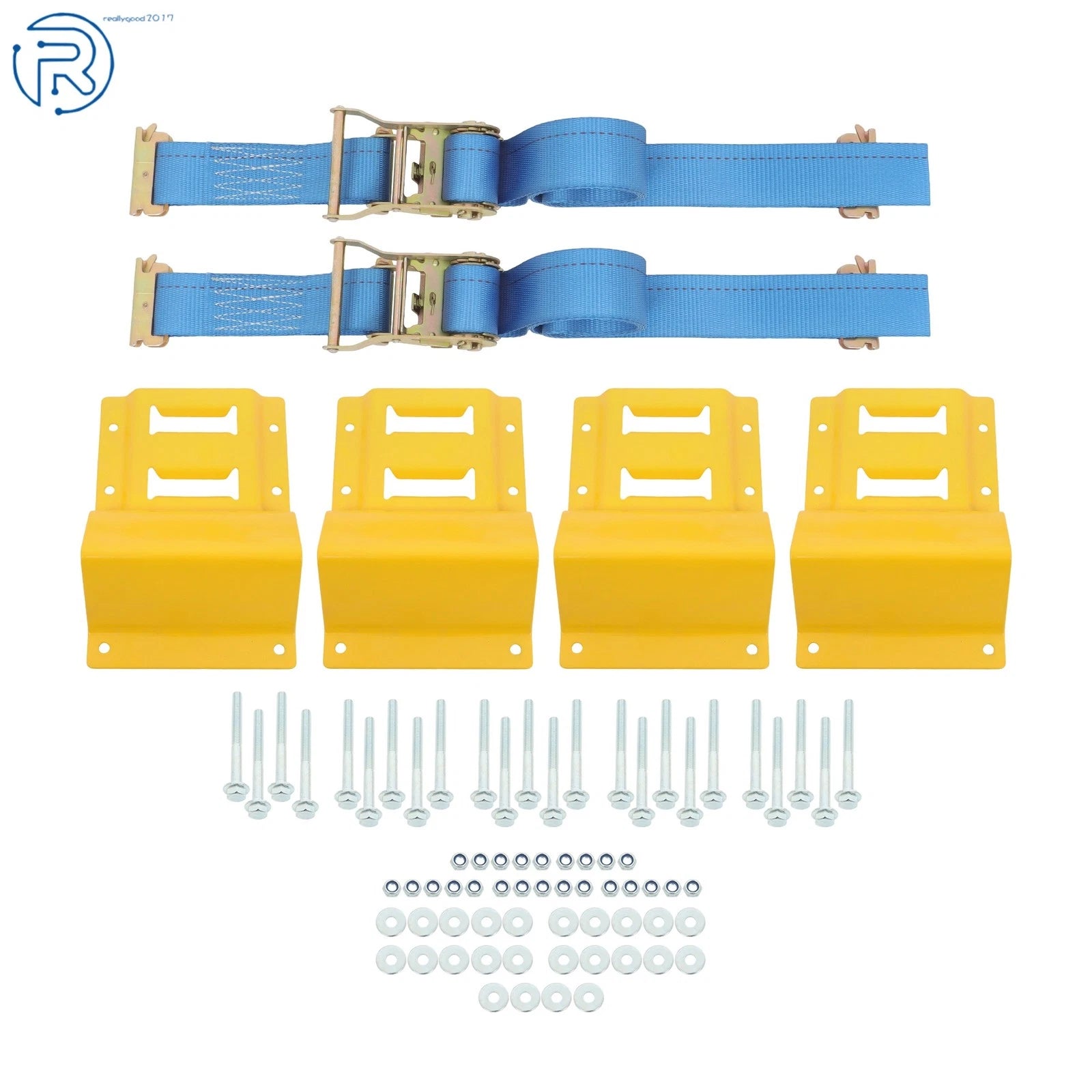E Track Wheel Chock System with 7.5' Ratchet Tie Down Straps