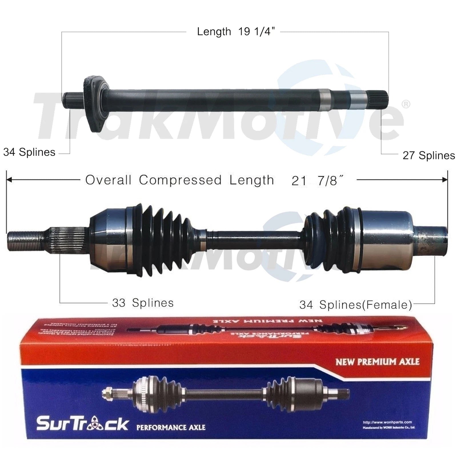 Set of 2 CV & Intermediate Shafts for Chevy Pontiac
