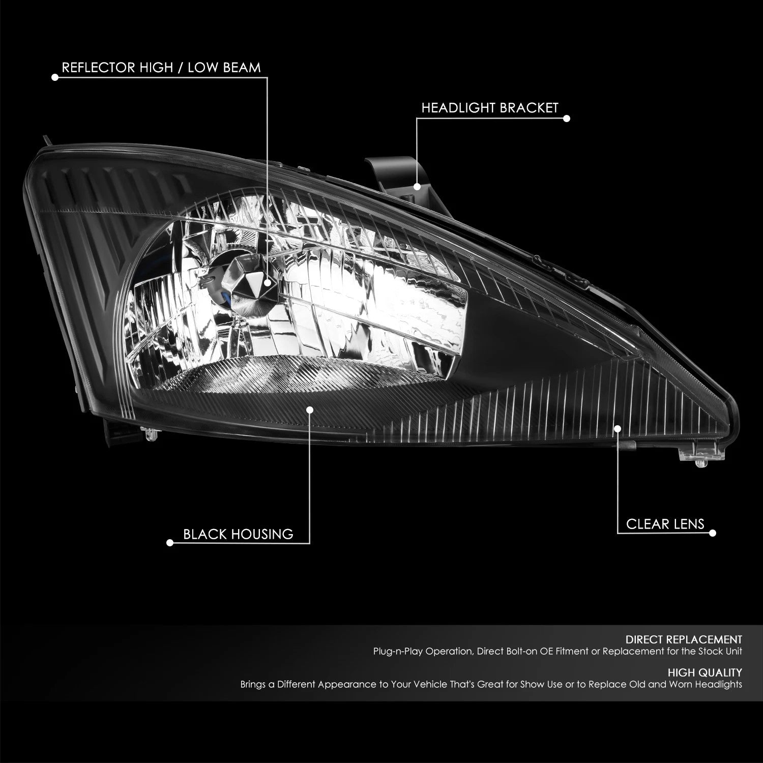Right Side Headlight Lamp Assembly for Ford Focus (2003–2004)