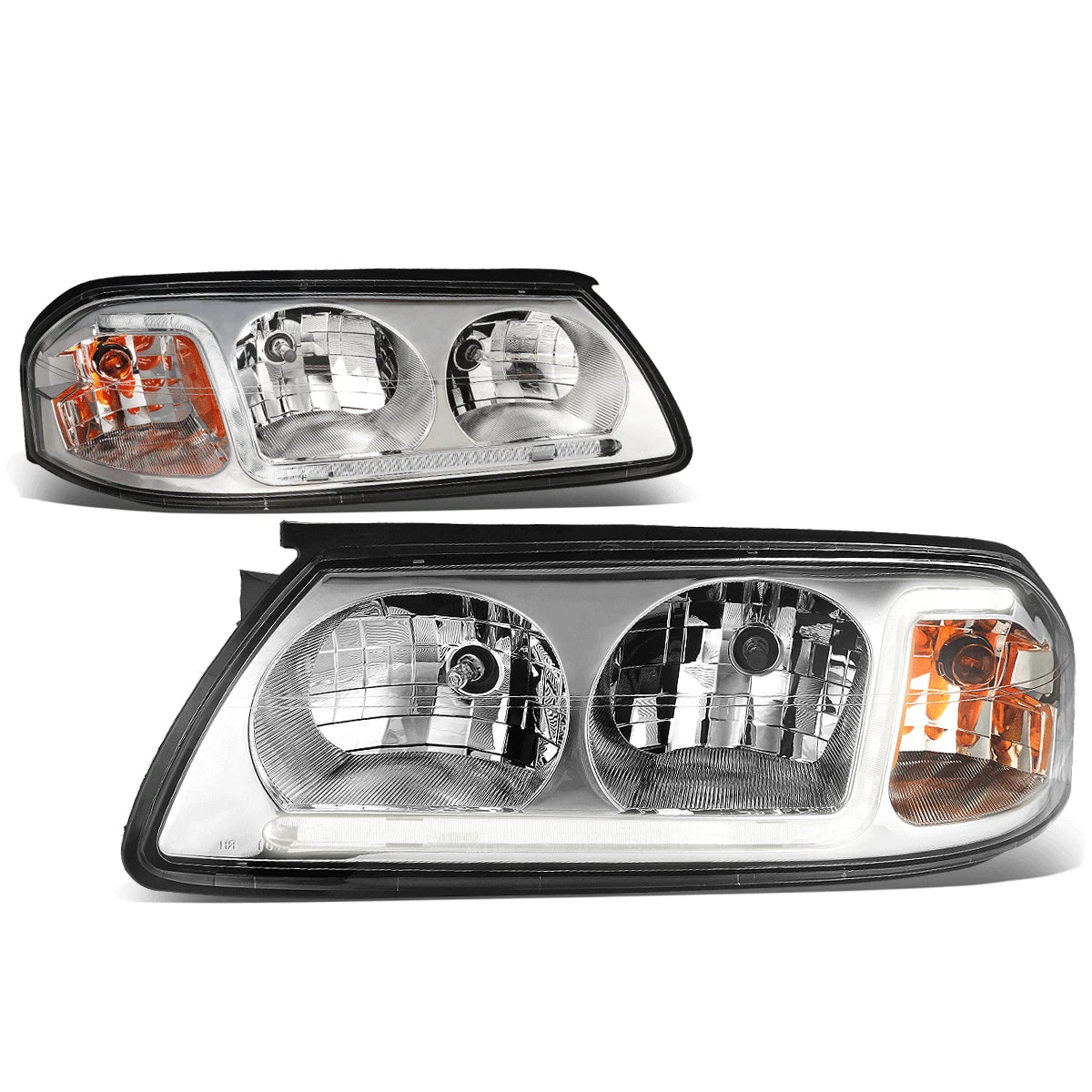 LED DRL Headlight/Lamp for Chevy Impala (2000–2005) Chrome Housing Amber
