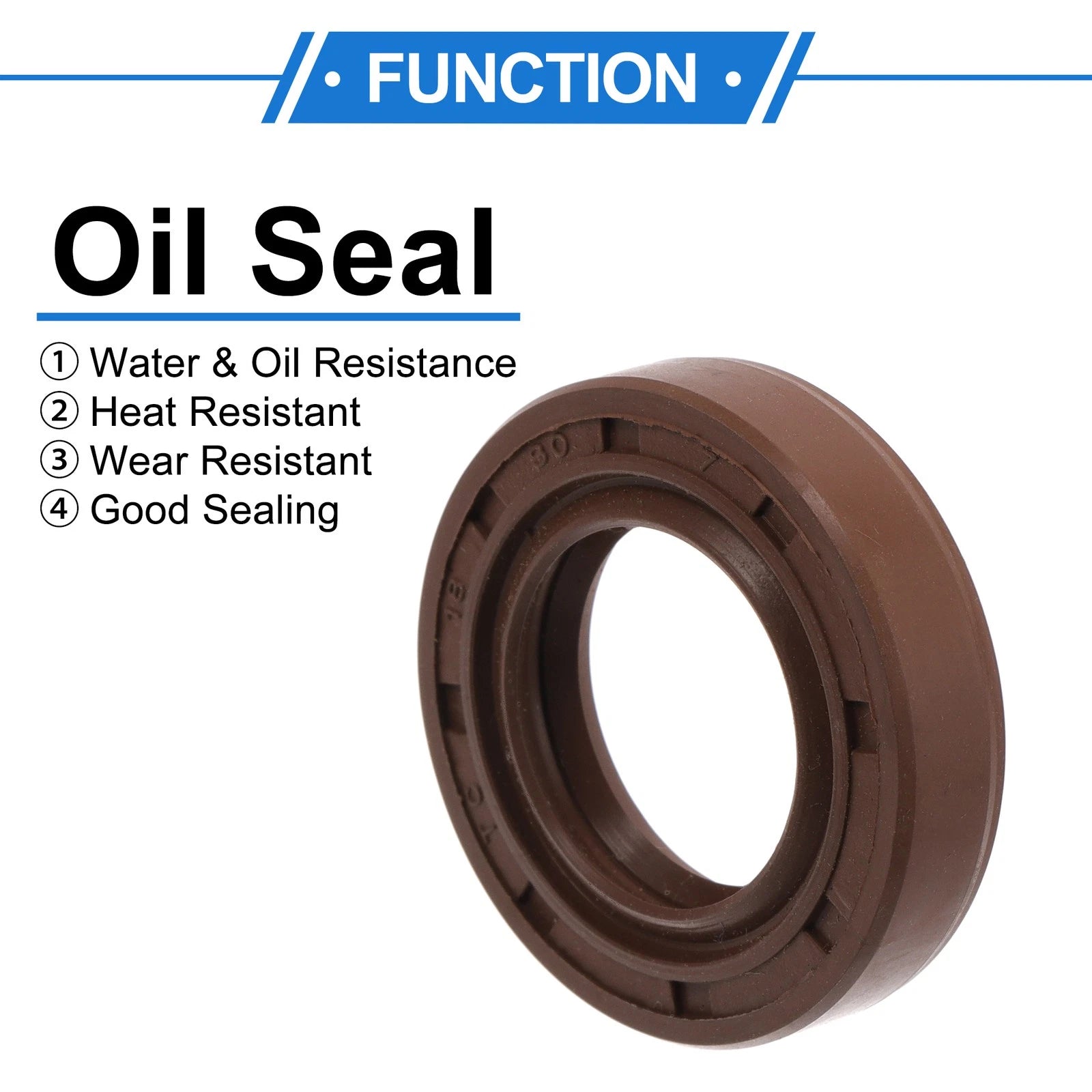 2X Oil Seal Rotary Shaft Seal for Various Models (18x30x7mm) FKM Rubber