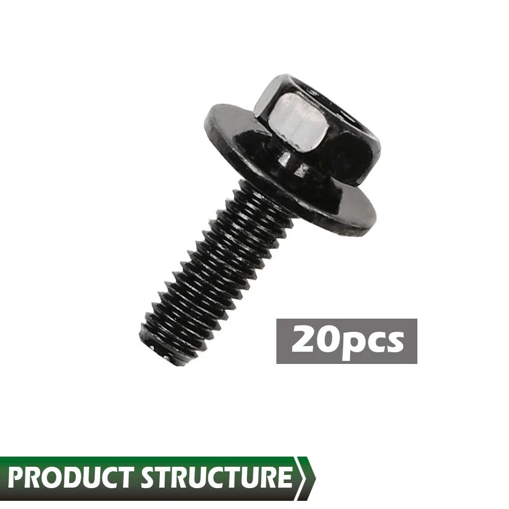 Set of 20 Body Bolts for Honda (M6-1.0 x 20mm, 10mm Hex, 17mm Washer)