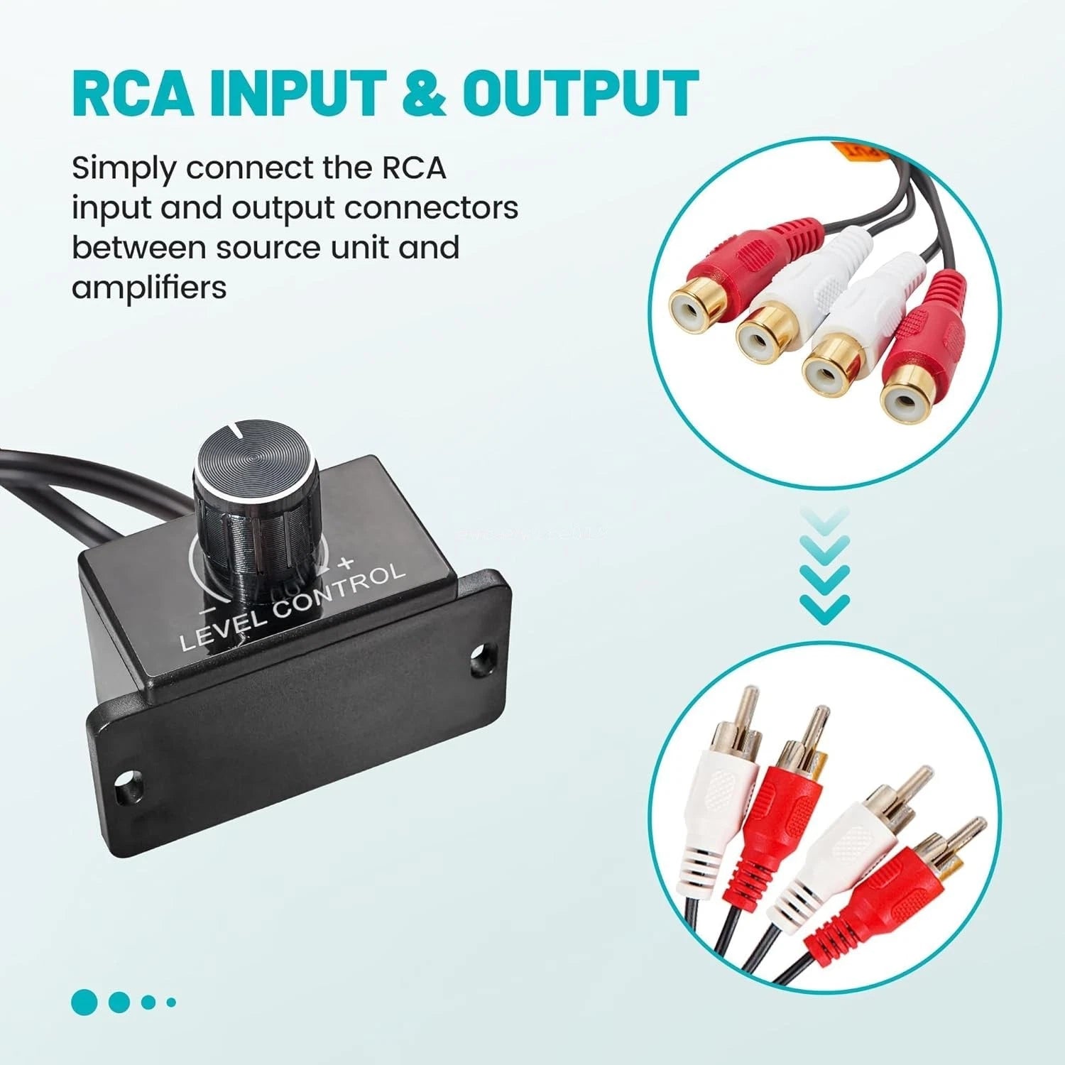 RCA Level Remote Volume Control Rotary Knob for Universal Car Audio Amp