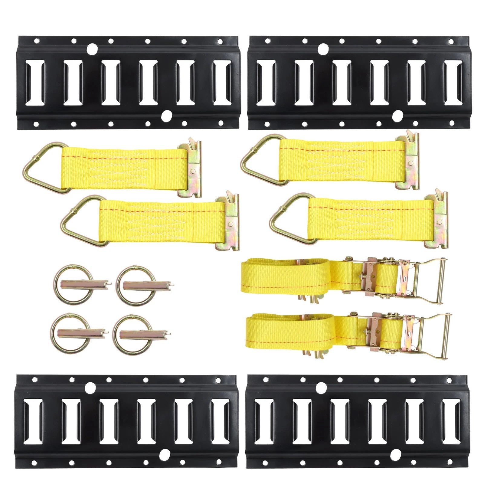 14 Pack E Track Tie Down Rail Kit for Trailers (Flexible, Powder Coated Black)
