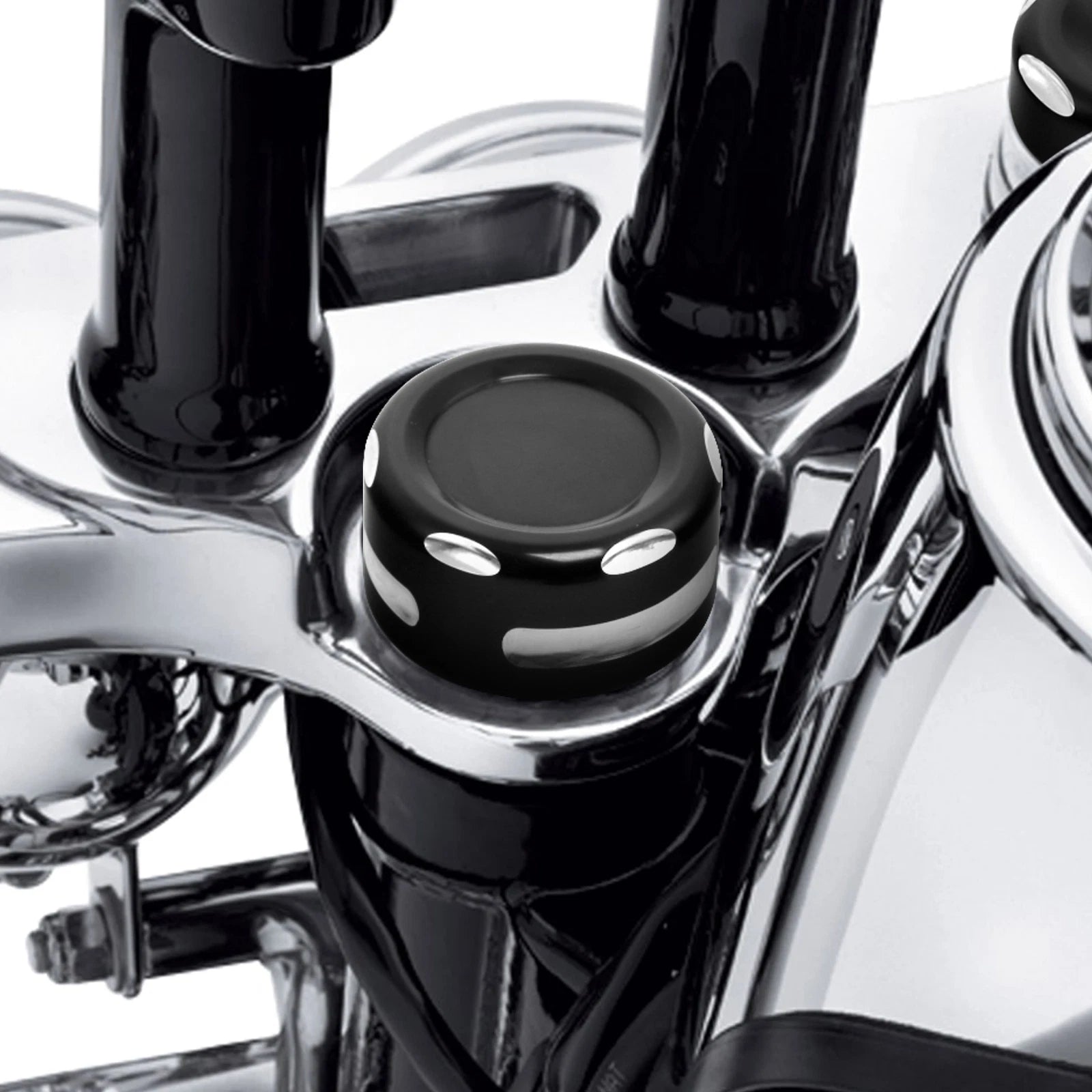Triple Tree Top Upper Fork Nut Bolt Cover for Harley Dyna (2011–2017)