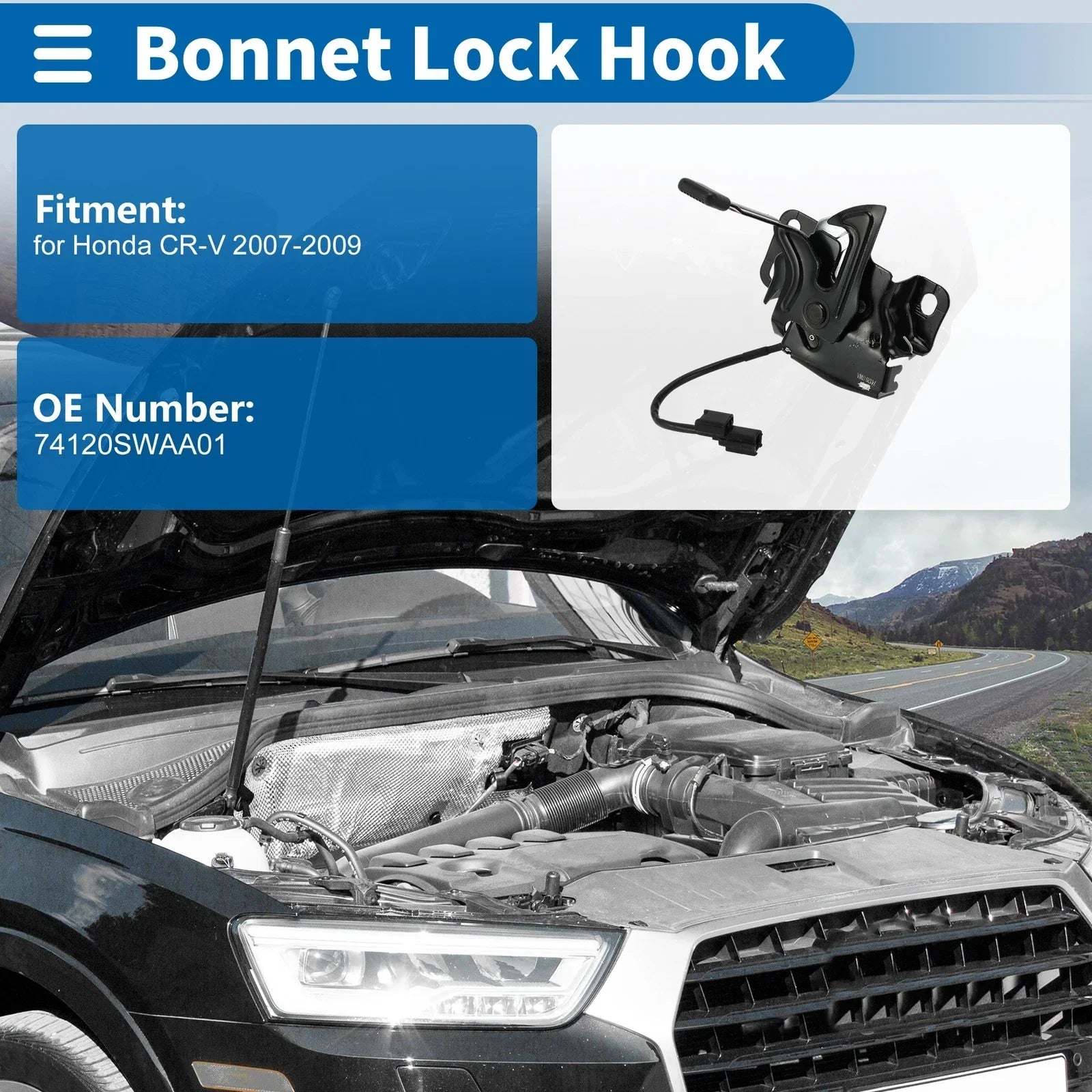 Hood Latch Assembly for Honda CR-V (2007-2009) - 1 x Quality Replacement
