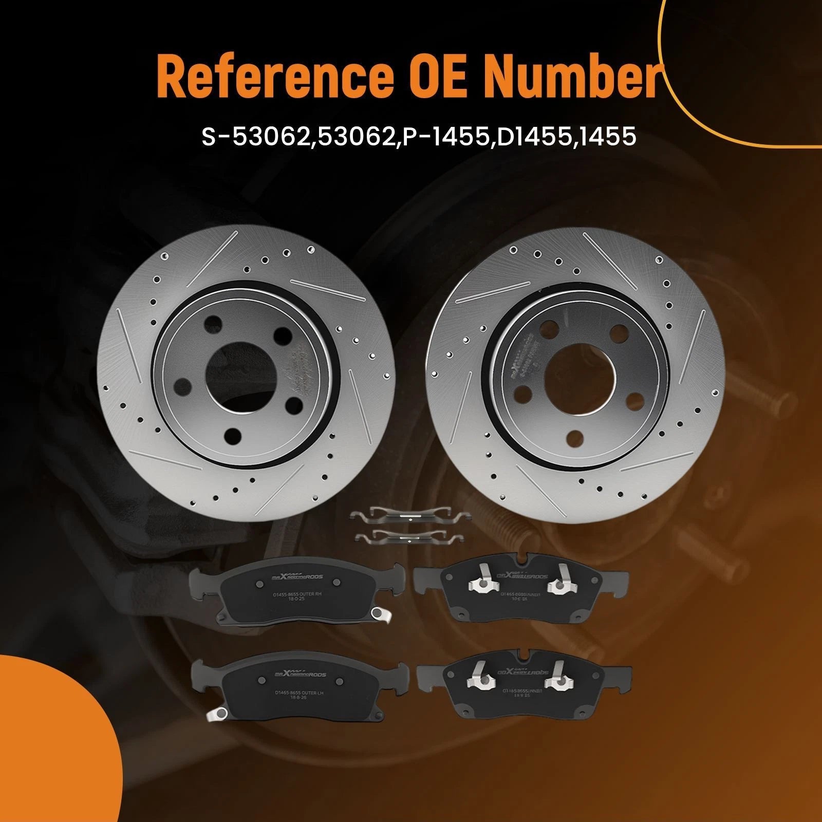 Front Brake Rotors + Pads Set for Dodge Durango (2011–2020) Jeep Grand Cherokee (2011–2018)