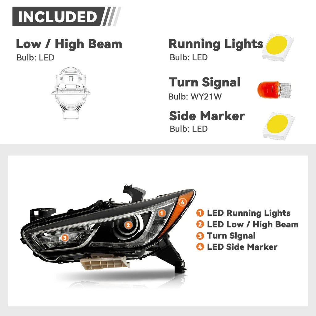 Full LED Headlight for Infiniti QX60 (2019–2020) w/Module w/o Motor