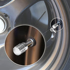 Set of 4 Silver Aluminum Tire Stem Caps for Universal Fit (All Models)