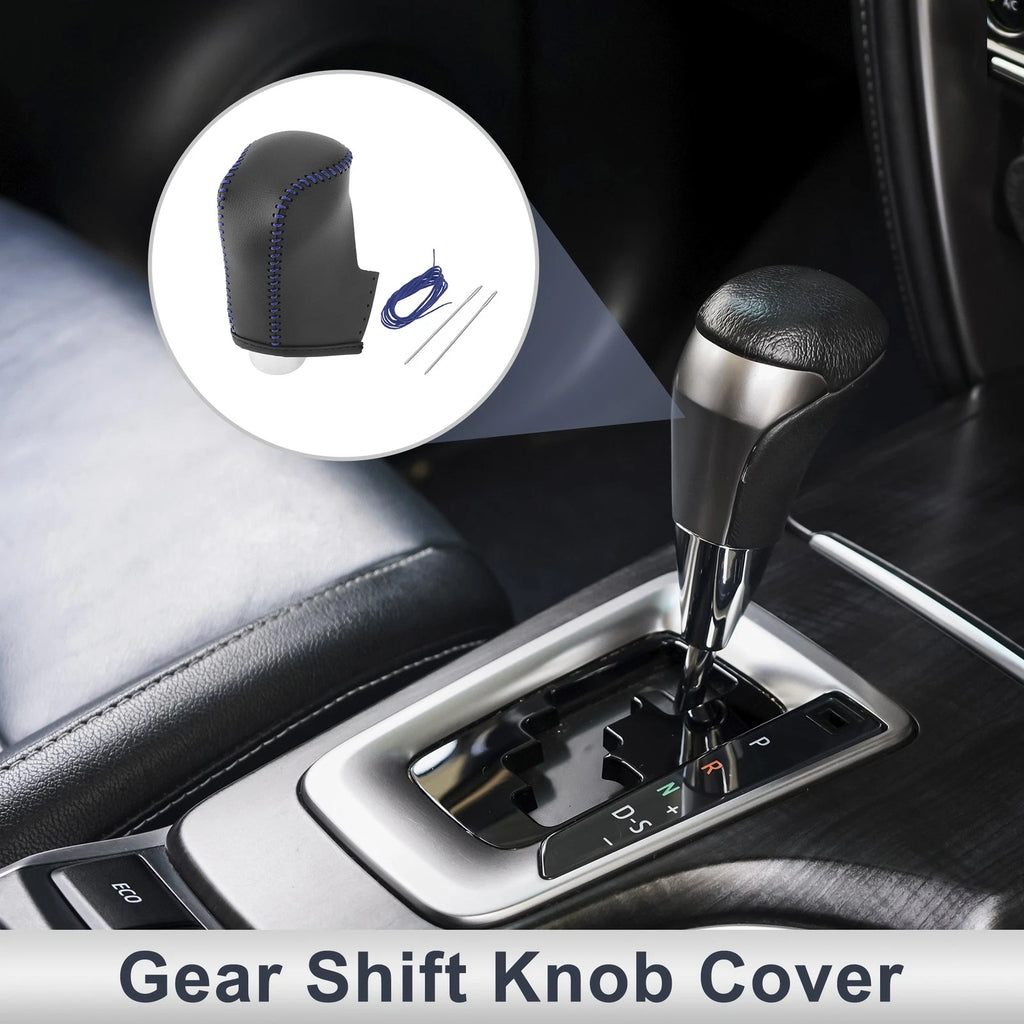 Gear Shift Knob Cover for Mazda CX-30 (2020–2021) Black Blue Faux Leather