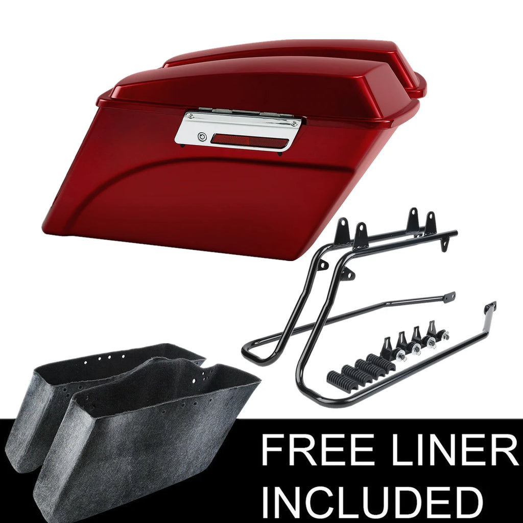 Red Hard Saddlebags & Conversion Bracket for Harley Davidson Softail FLST (1984–2017)