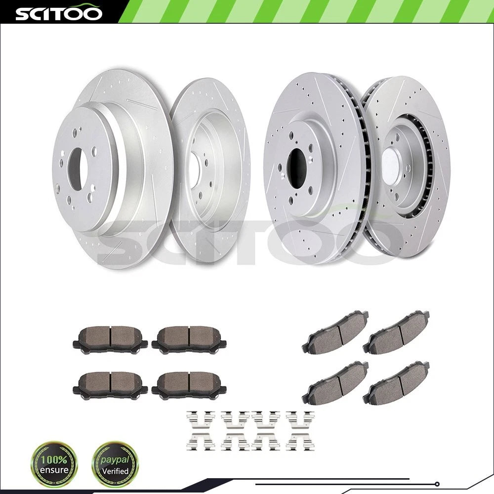 Set of 4 Brake Rotors and Pads Kit Ceramic for Honda Pilot (2012–2015)