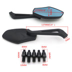 Black Mirrors w/ 8mm 10mm for Honda Suzuki Kawasaki Yamaha Harley