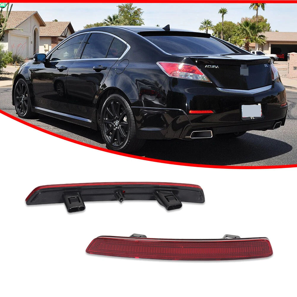 2X Red Lens Rear Bumper Reflectors for Acura TL (2012–2014)