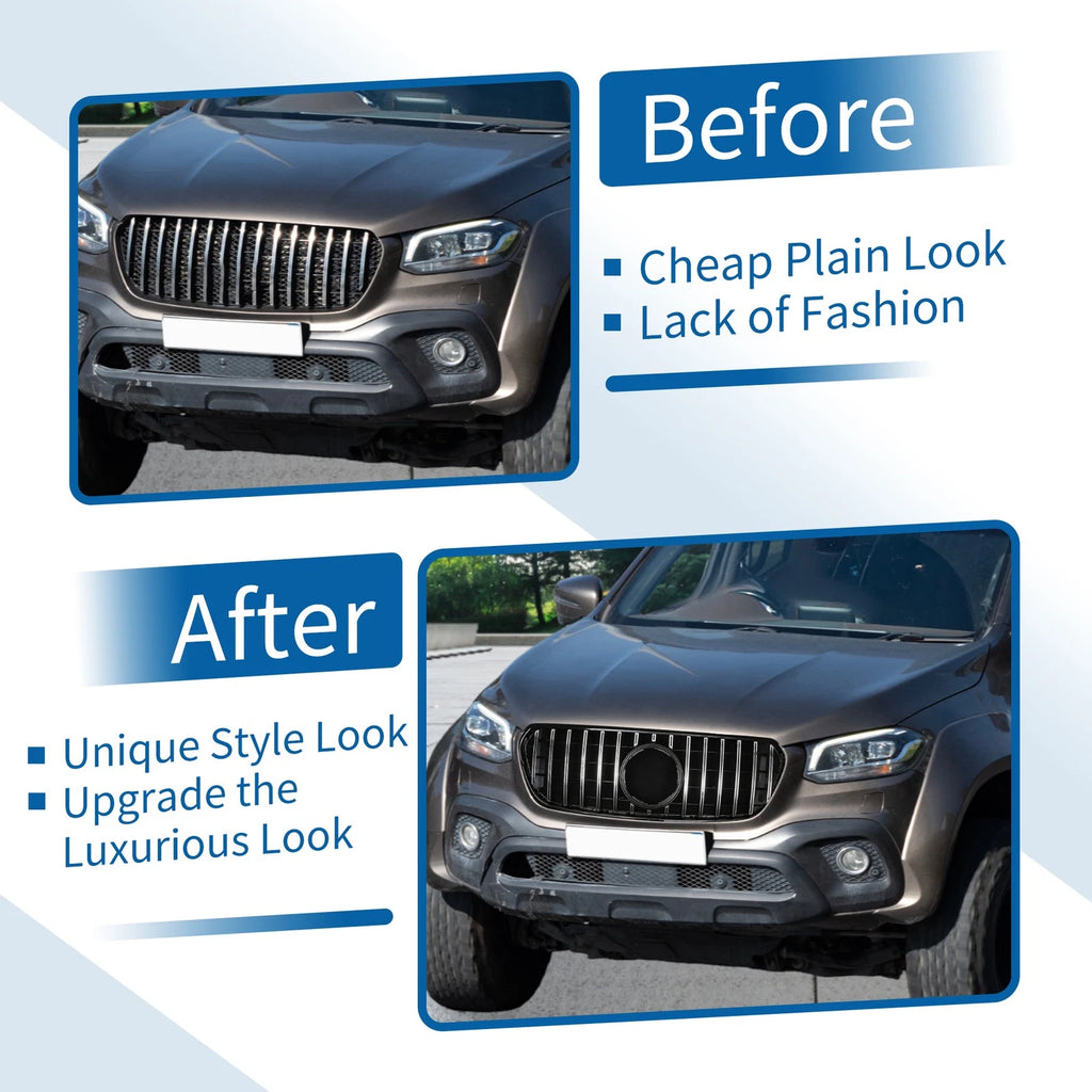 Front Upper Bumper Grille for Mercedes-Benz X-Class (2018–2023) Chrome