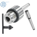 1/2" Drill Chuck Set with Chuck Key & #1 & #2 Taper Arbor - 4 Pcs