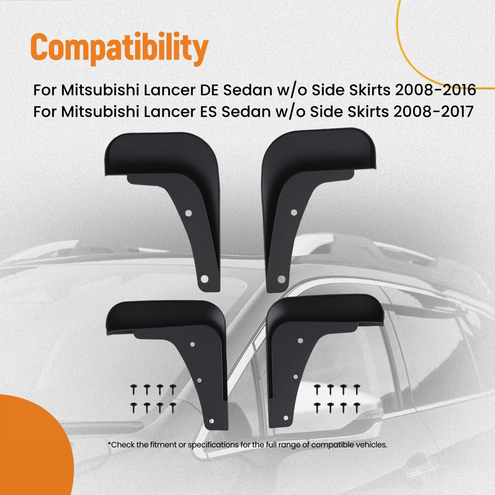 Set of 4 Mud Flaps for Mitsubishi Lancer (2008-2017)