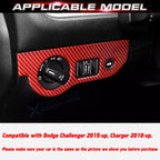 Carbon Fiber Style Headlight Switch Cover for Dodge Challenger Charger (2015-2017)