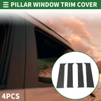 Set of 4 Door Pillar Window Trim for Ford F-250 (1999–2014) Carbon Fiber Black
