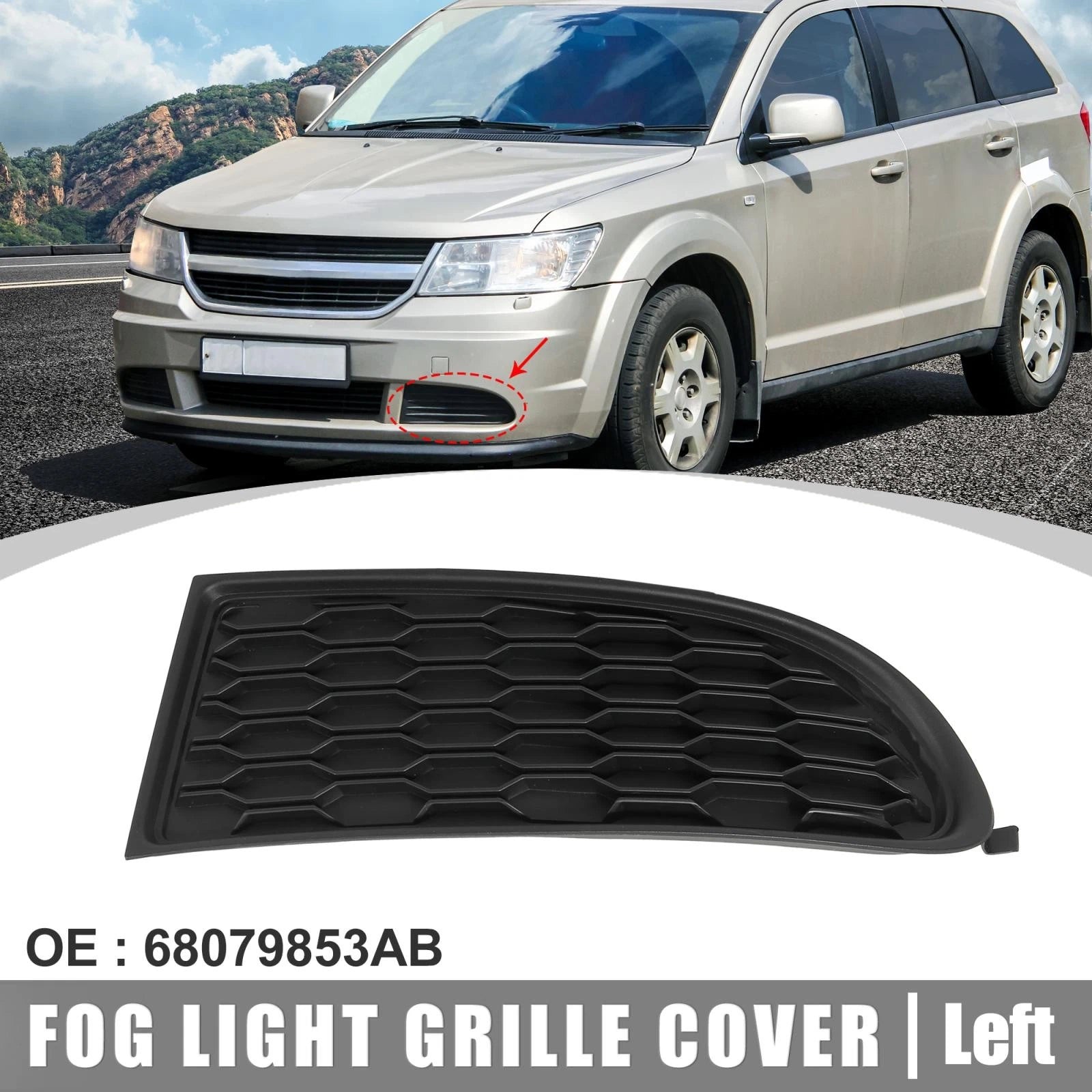 Fog Light Bumper Grille Cover Trim 68079853AB for Dodge Journey (2009–2019)
