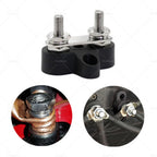 Dual M6 Power Distribution Bus Bar Terminal Block - Black