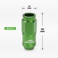 20Pc M12X1.5 Green JDM Open End Cone Wheel Lug Nuts + Spline Locks + Key