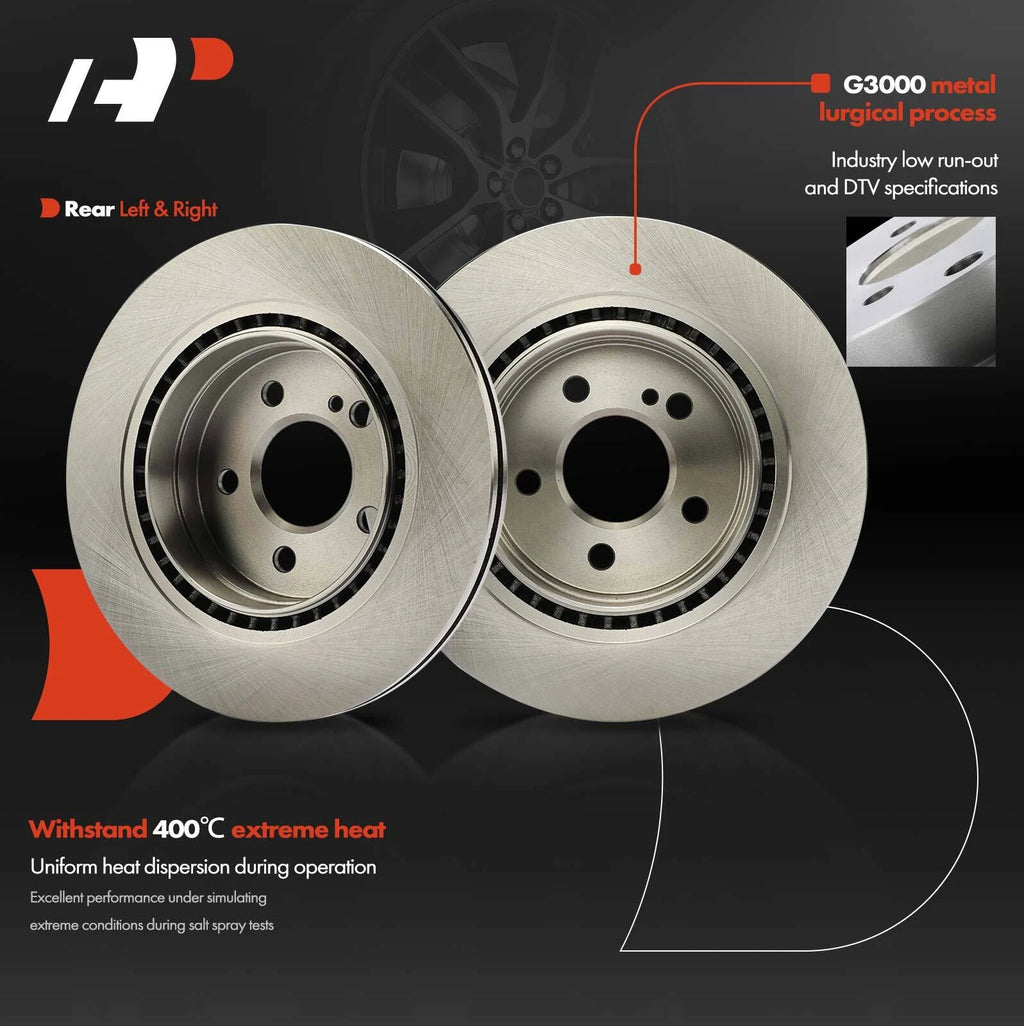 Rear Disc Brake Rotors & Ceramic Pads for Mercedes-Benz C300 (2008–2014)