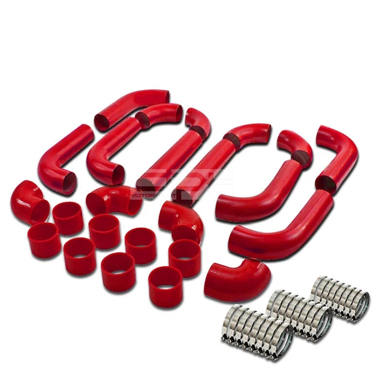 2.5" Turbo Intercooler Piping Kit for Universal Applications (Aluminum, Red Coated)