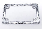 Chrome Flame Motorcycle License Plate Frame for All Makes Universal Fit (Any Year)