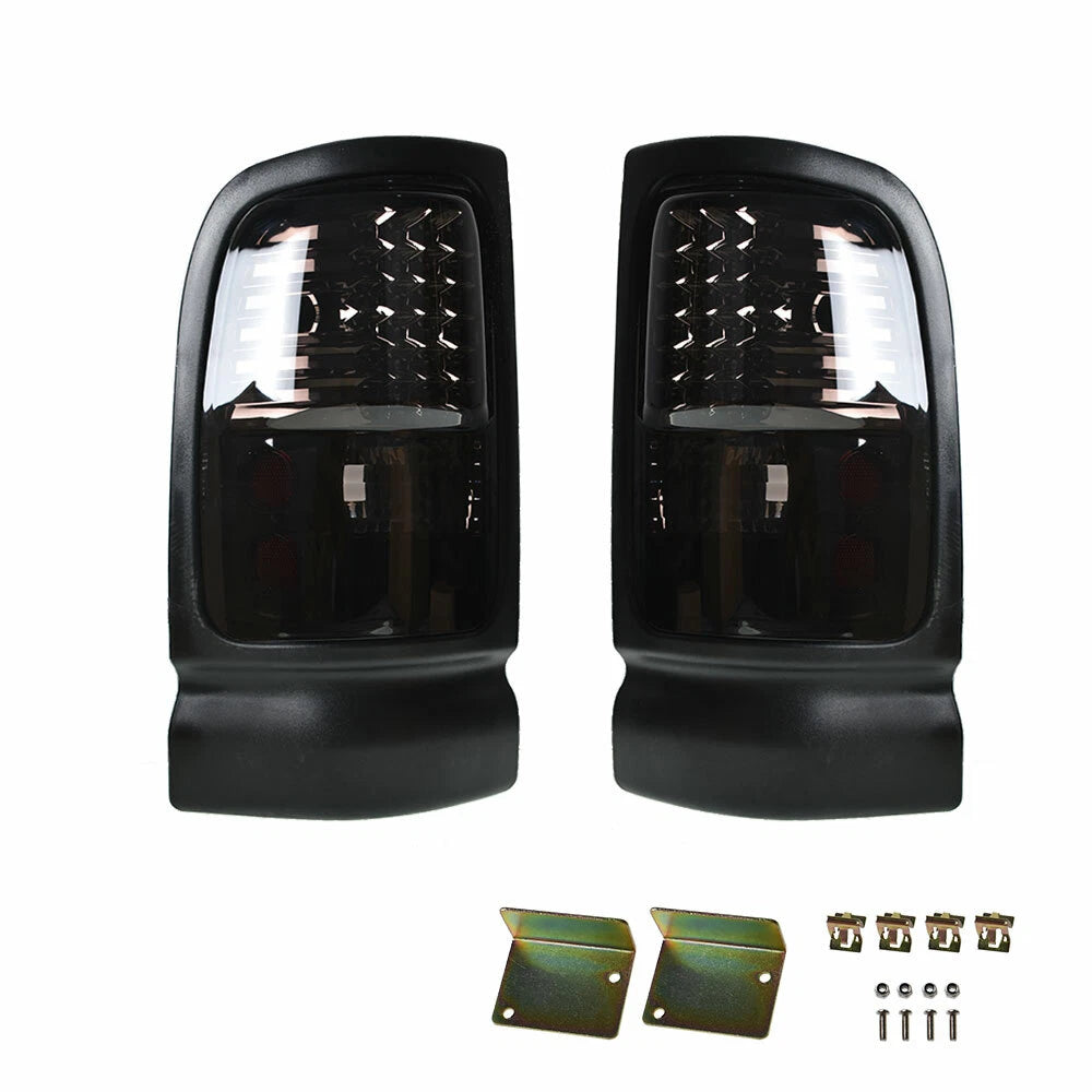 Set of 2 LED Tail Light Housings Black Chrome for Dodge Ram 1500 2500 (94–01)