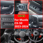 18PCS Carbon Fiber Interior Button Trim Cover Decor for Mazda CX-50 (2023–2024)