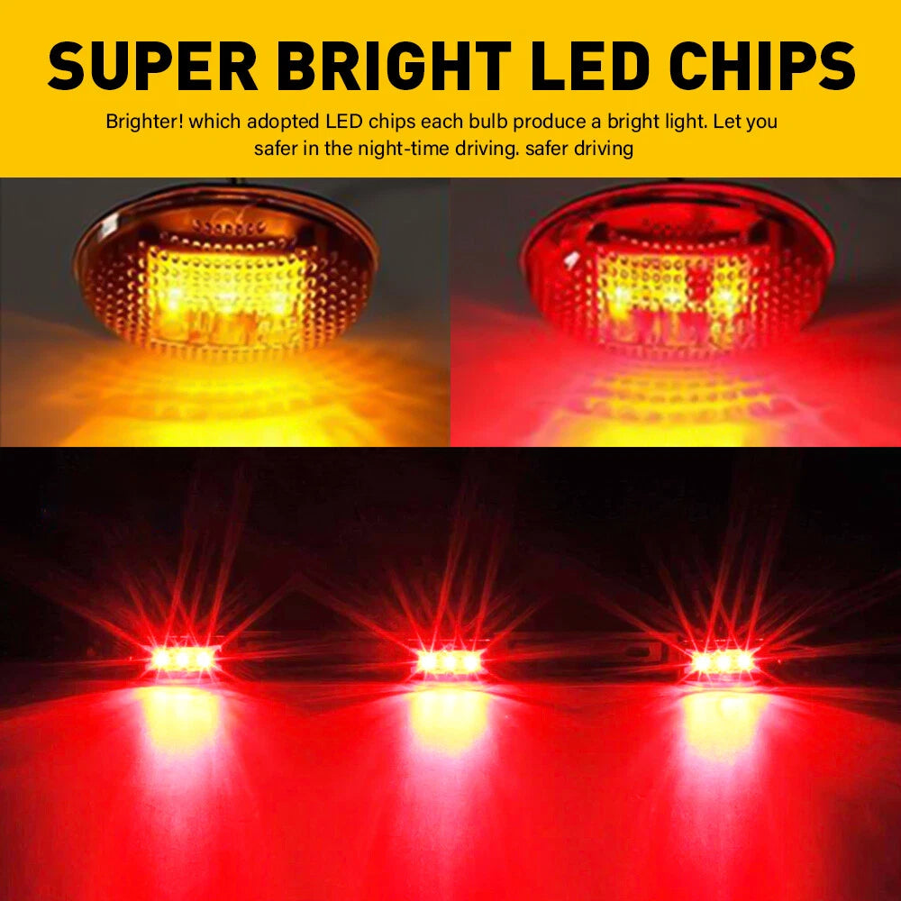 Red & Amber LED Dually Bed Fender Lights + ID Tail Light for Ford F350 (1999–2010)
