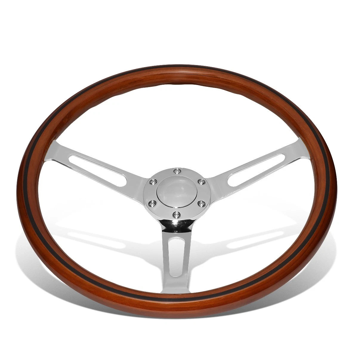 380mm Wood Grain Steering Wheel for Universal Fit (Vintage Style)