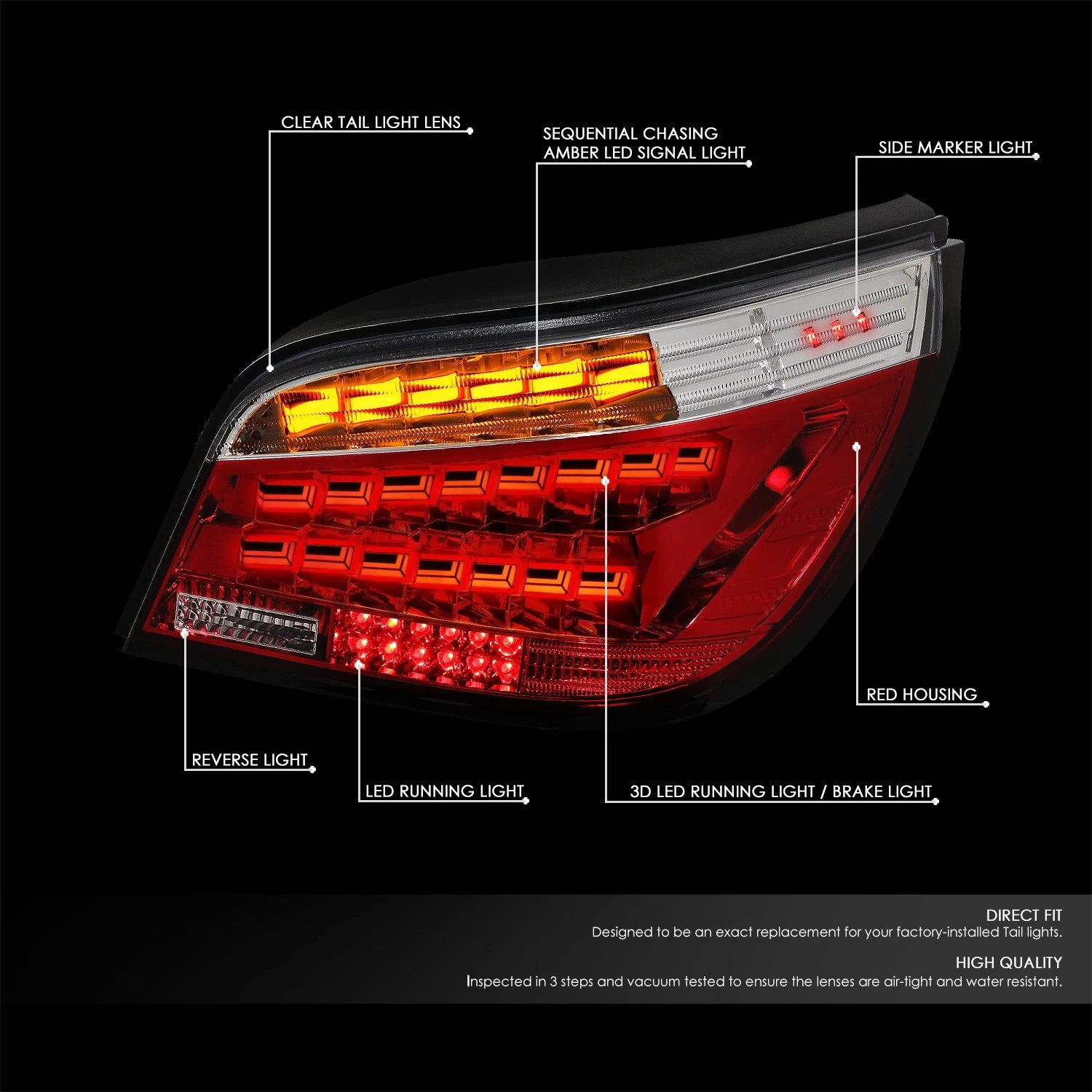 OLED Sequential Turn Signal Tail Lights for BMW E60 Sedan (2008–2010)