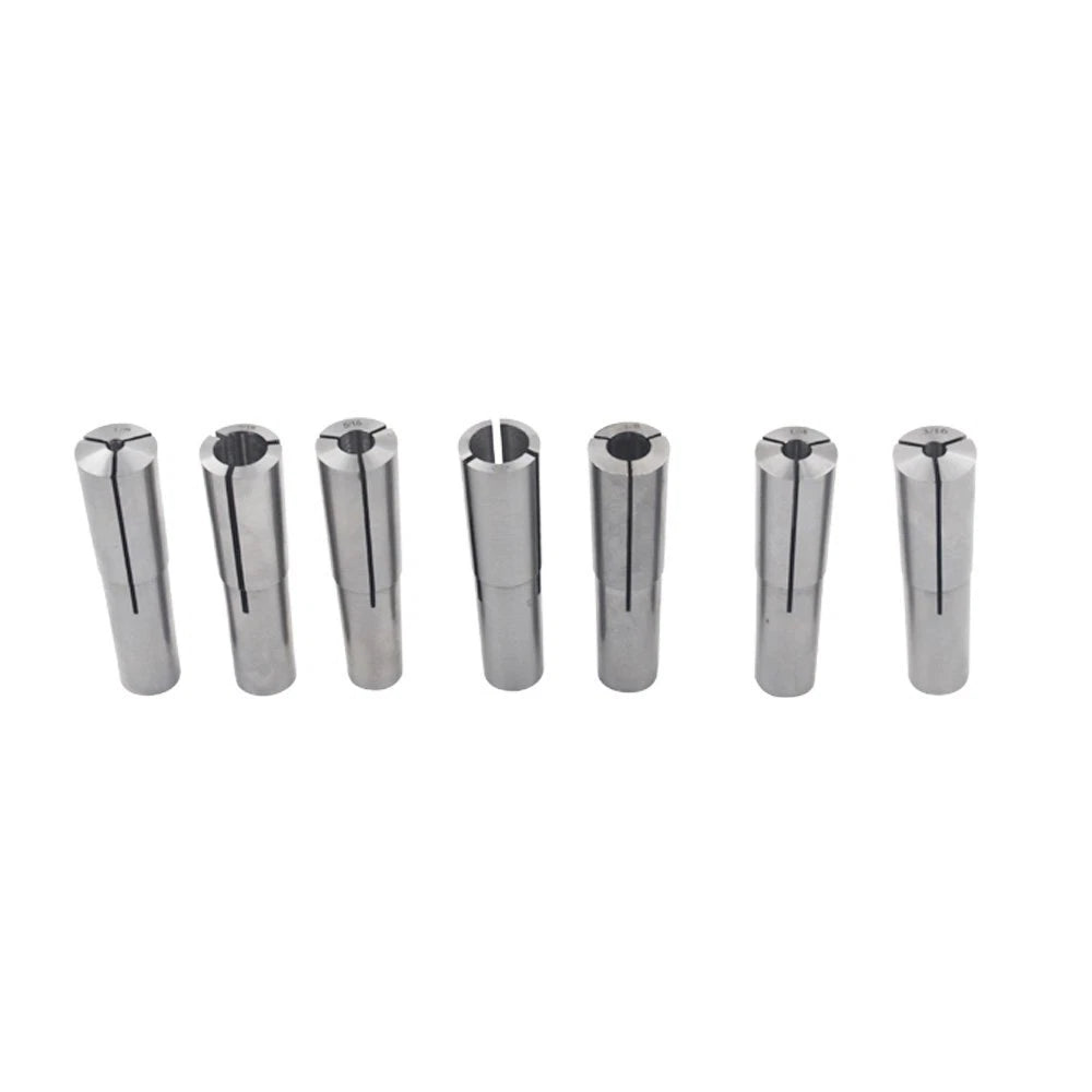 Set of 7 MT2 Round Chuck Collets for Morse Taper Machines (1/8" - 1/2")
