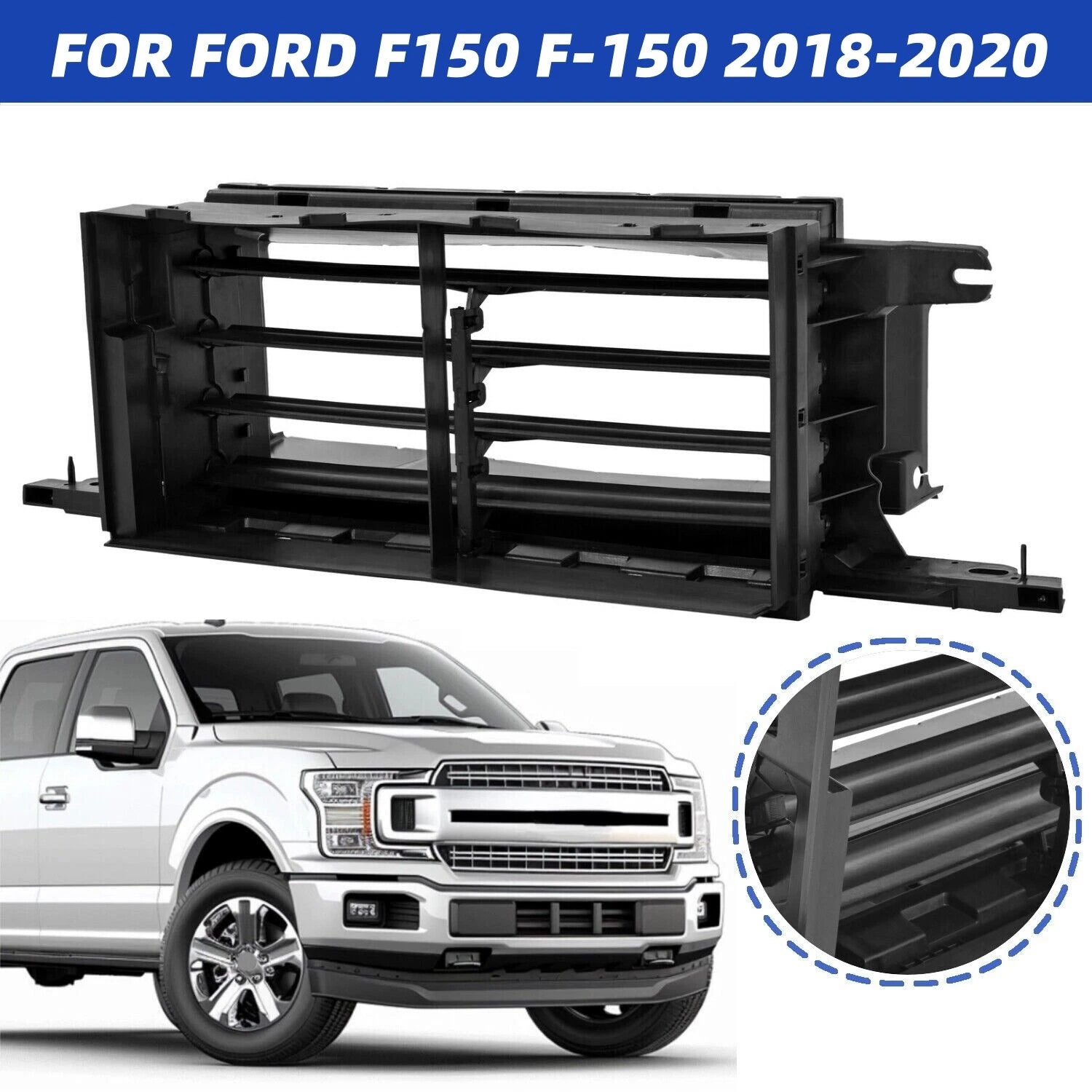 Front Lower Radiator Grille Air Shutter Assembly for Ford F-150 (2018–2020)