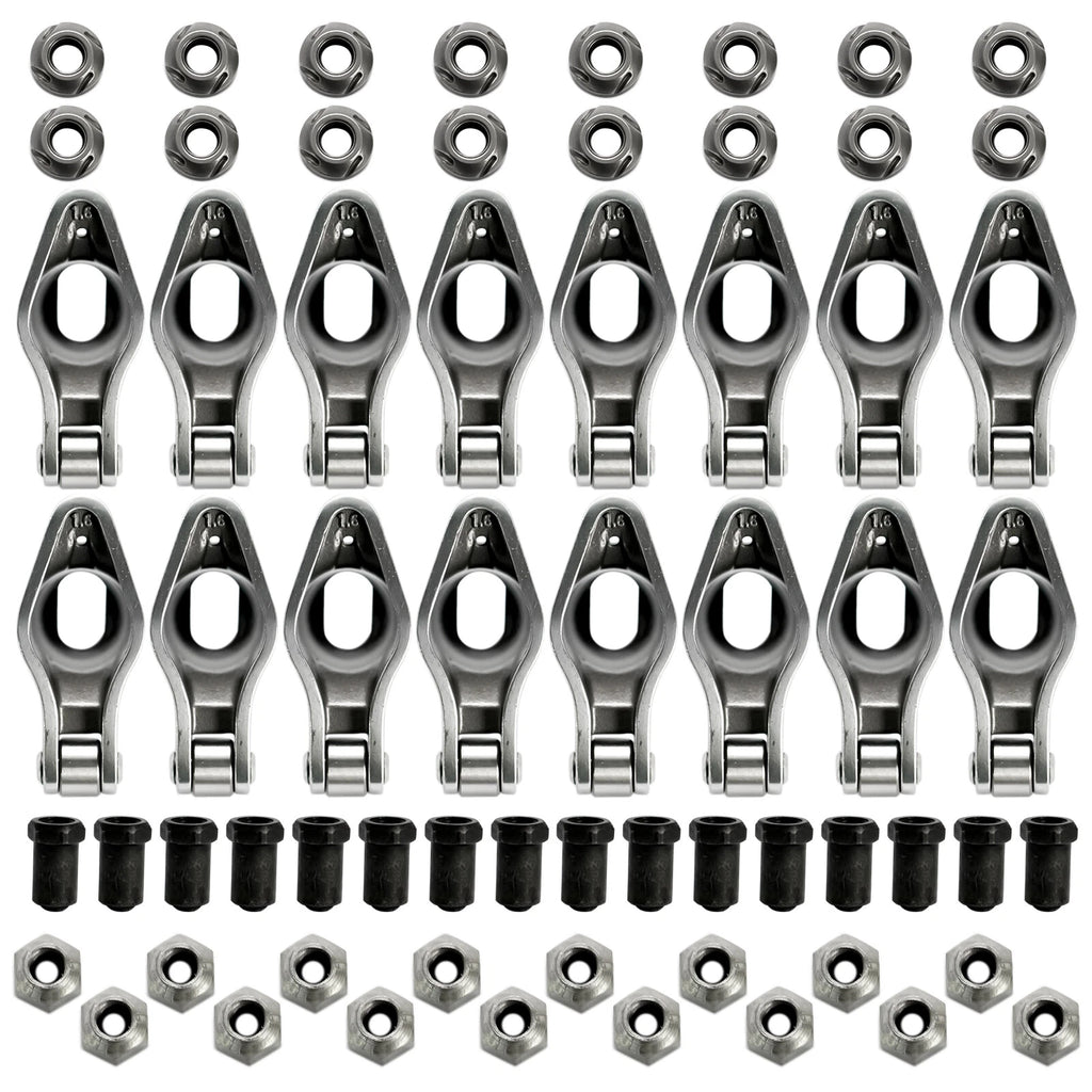 16x Steel Roller Rocker Arms 1.6 Ratio w/Nuts for Small Block Chevy
