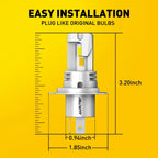 2X H4 LED Headlight Bulbs for Make Model