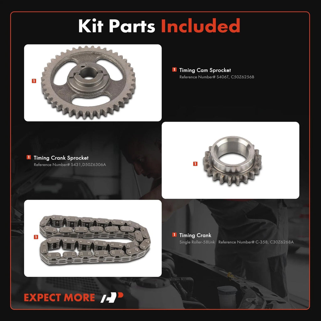 3X Timing Chain Kit for Ford F-250 F-350 Mustang Bronco (1966–1972)