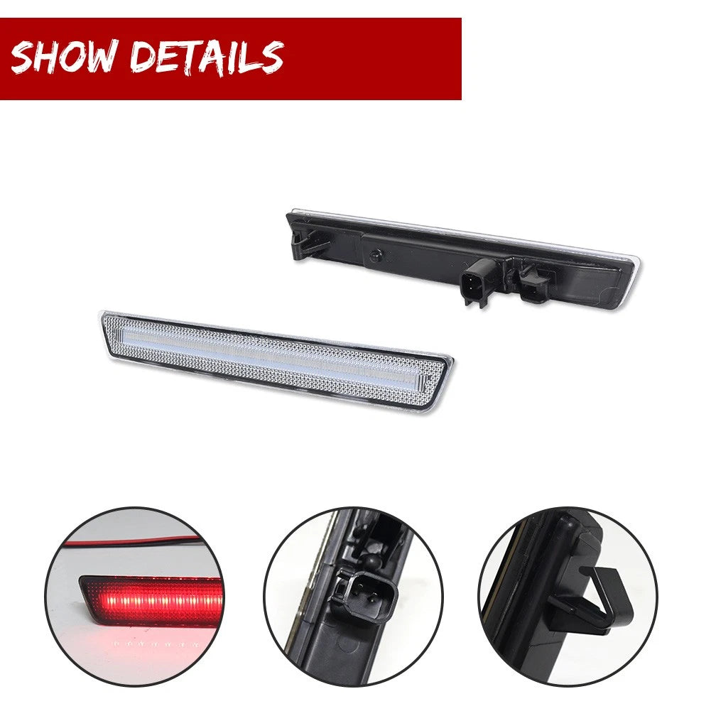 Set of 4 LED Clear White/Red Side Marker Lamps for Dodge Challenger SRT