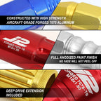 16 Pcs J2 7075 Forged Aluminum M12x1.5 Open-End Lug Nut Set for