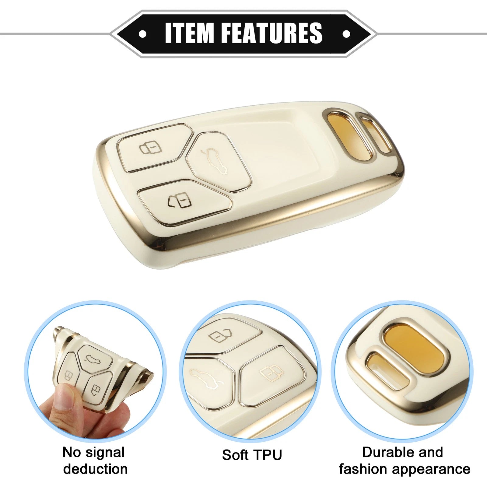 Set of 1 Key Fob Cover for Audi A5 Q5 S4 (2017–2020) - White