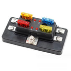 4 Way Fuse Box Holder for Vehicle Boat Power Distribution