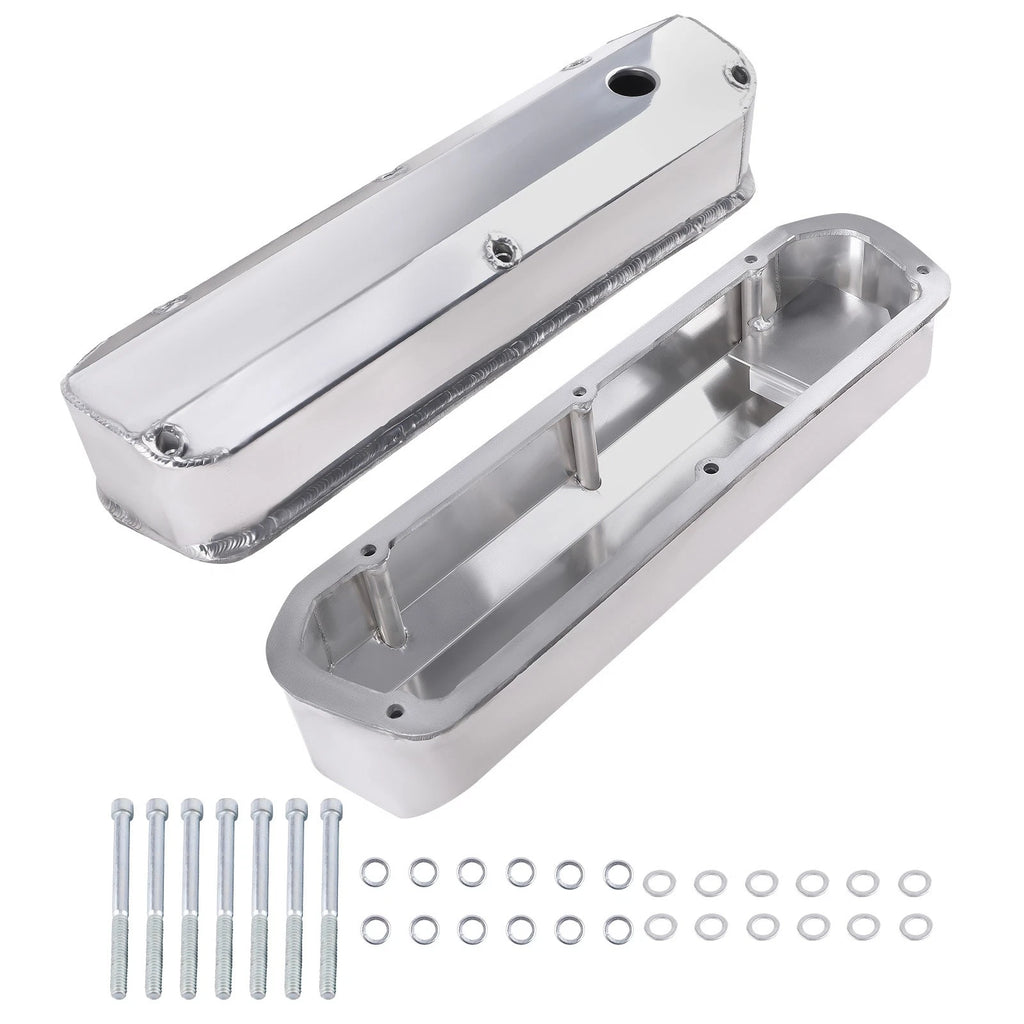 Set of 2 Fabricated Aluminum Tall Valve Covers for Ford 260 289 302 351W (1962–1985)