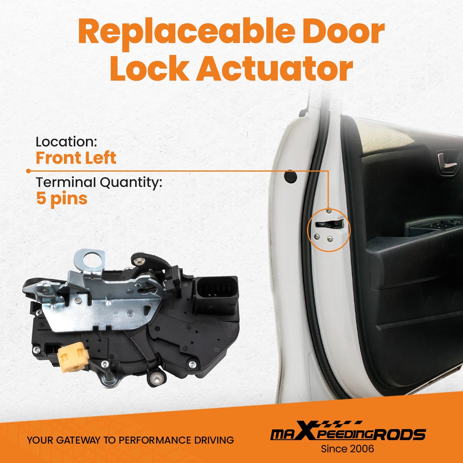 Door Lock Actuator Front Left for GMC Yukon Chevy Tahoe Escalade (2007–2009)