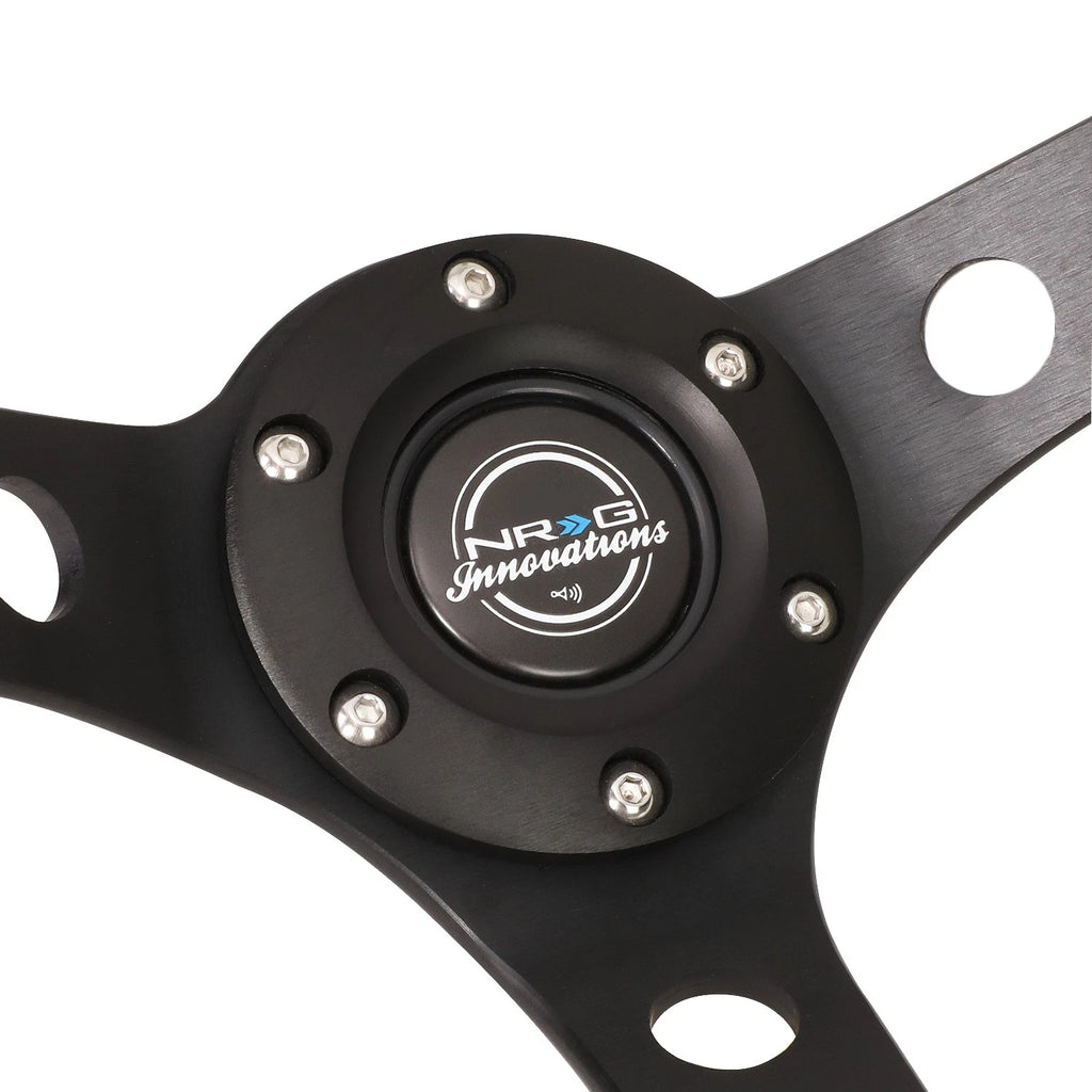 NRG Innovations RST-006BK-WT-B 350mm Racing Steering Wheel for Universal Fit (2010–2023)