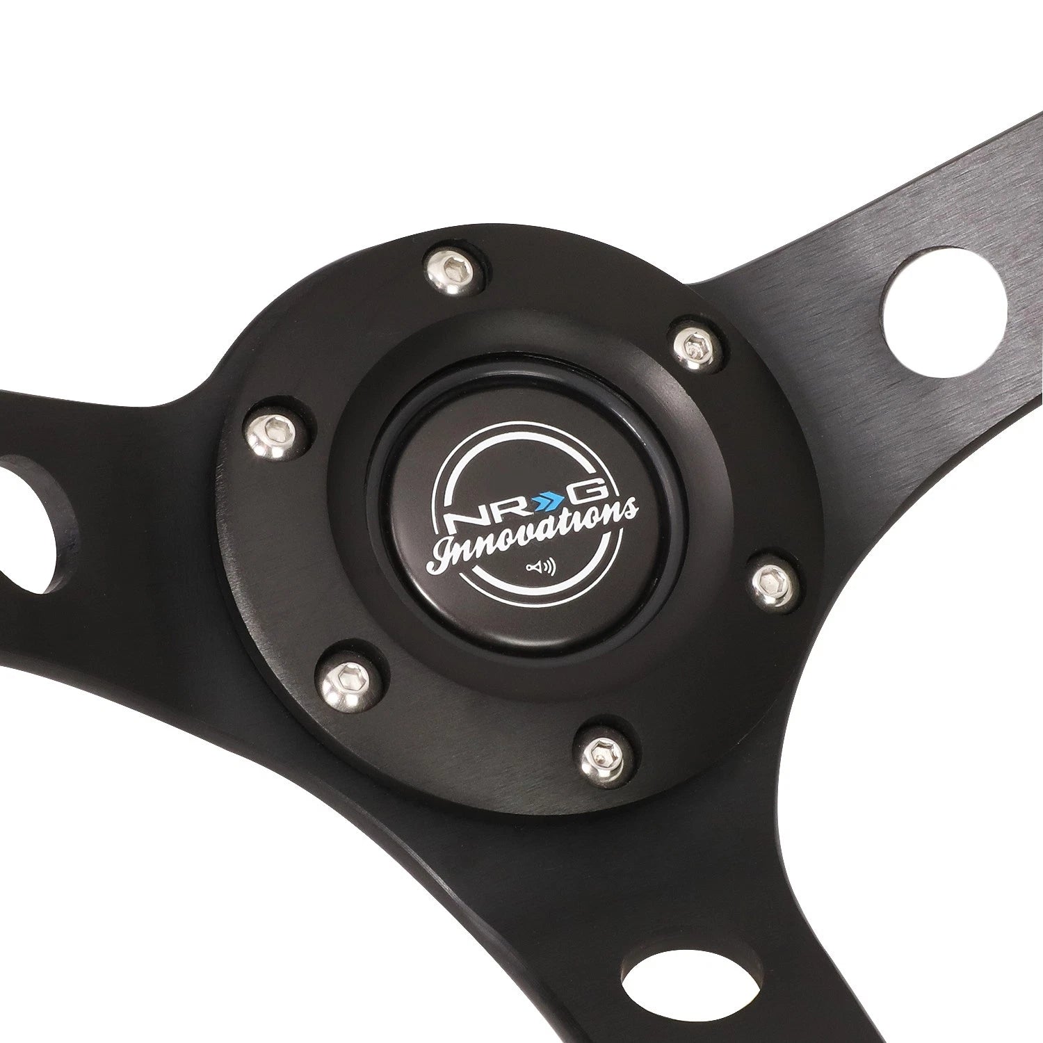 NRG Innovations RST-006BK-WT-B 350mm Racing Steering Wheel for Universal Fit (2010–2023)