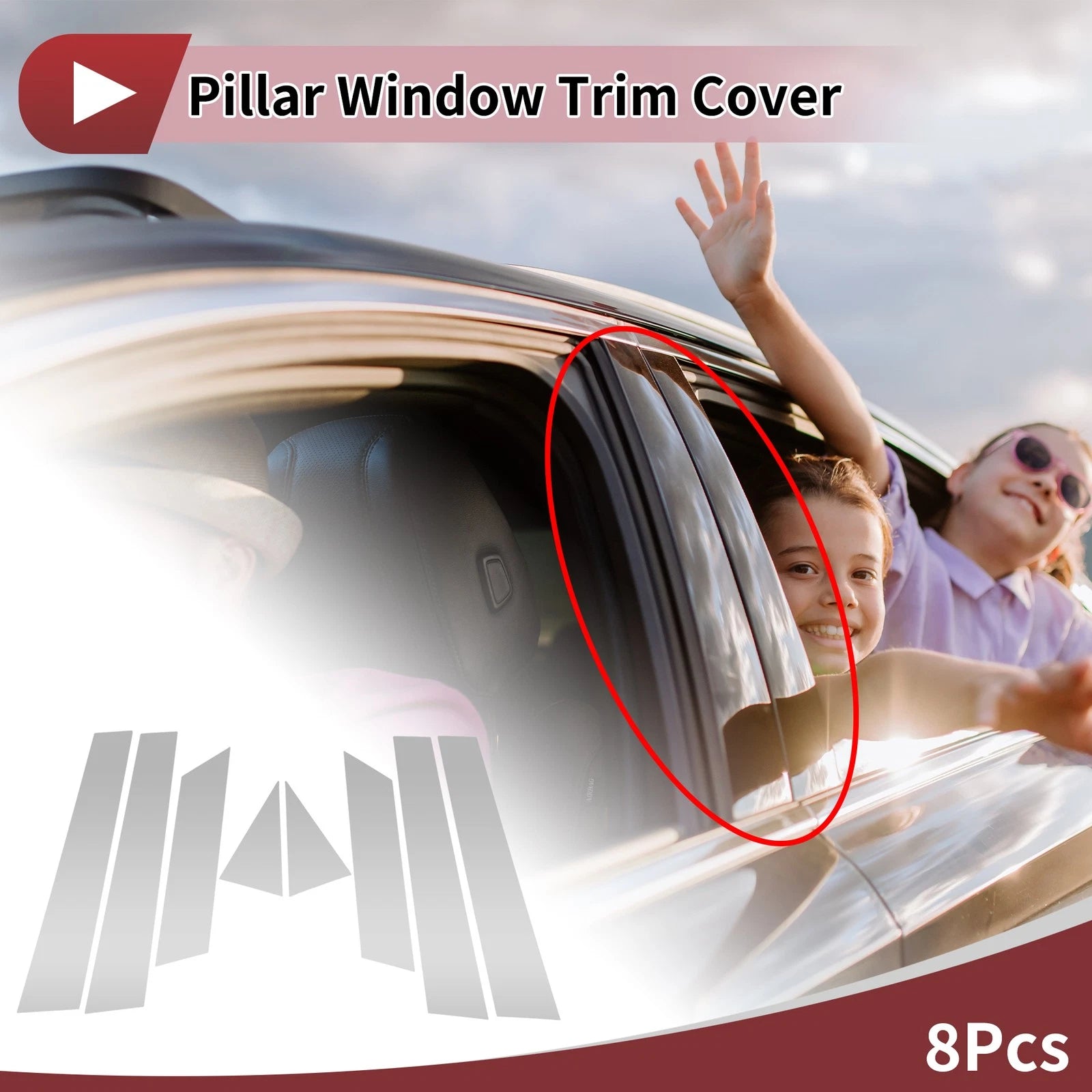 Set of 8 Car Door Pillar Window Trim for Nissan Altima (2013–2018) Chrome