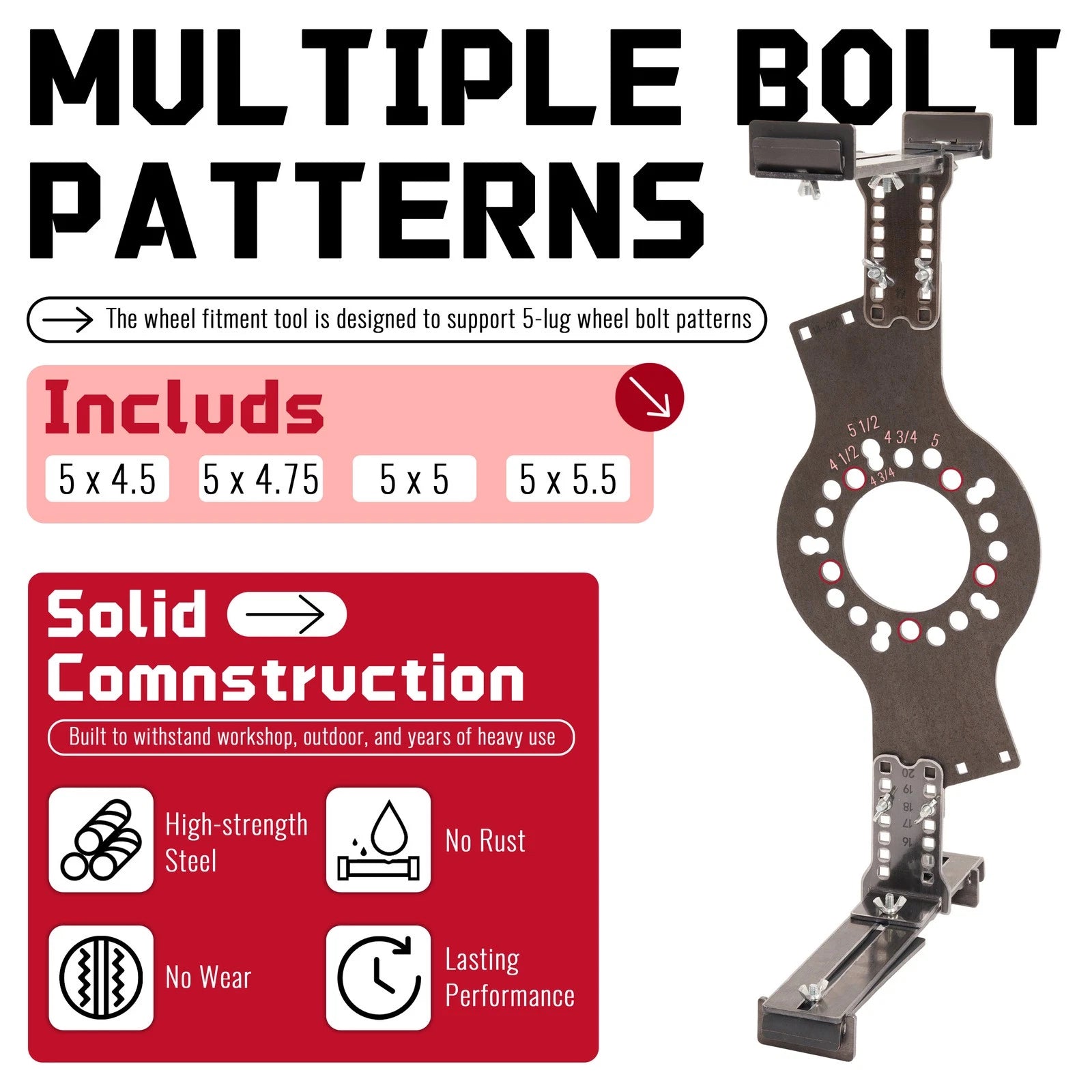 5-Lug Bolt Pattern Wheel Fitment Simulator Tool for Universal Use