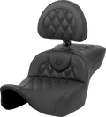 Heated RoadSofa Seat for Motorcycle (Extended Reach, Lattice Stitch)